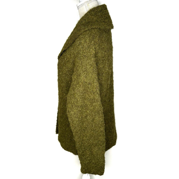 Tabask Handcrafted Alpaca Green Cardigan Sweater Single Button Womens Large Peru - Picture 2 of 11